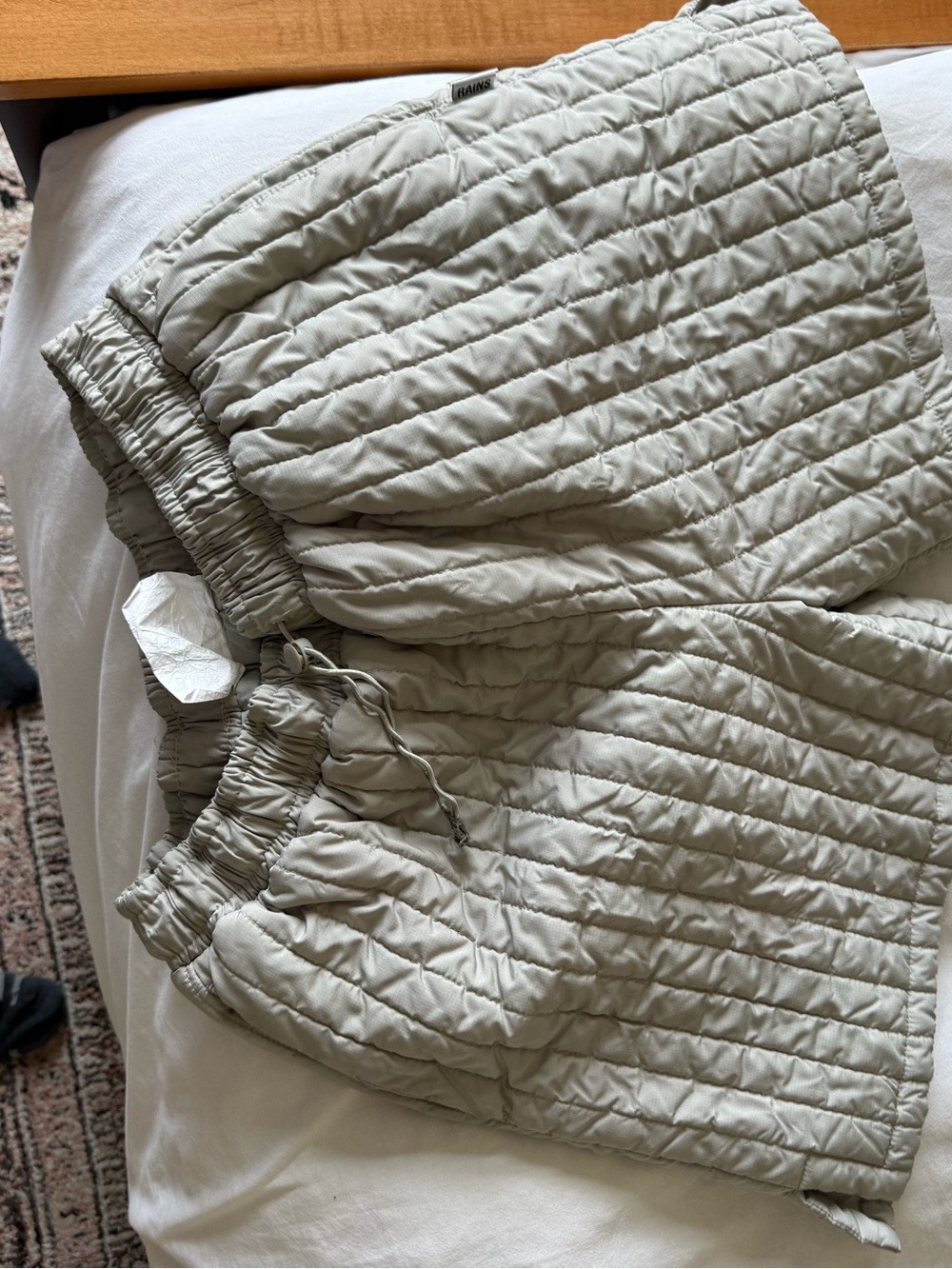Rains Quilted Drawstring Shorts in Olive - Picture 5 of 5